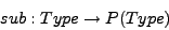 \begin{displaymath} sub:Type\rightarrow P(Type)\end{displaymath}